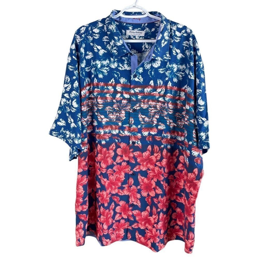 Tommy Bahama Veracruz Cay Shirt Mens S Blue Pink Flora Stripes ST326313 New